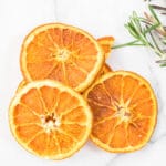 Dehydrated orange slices on the counter.