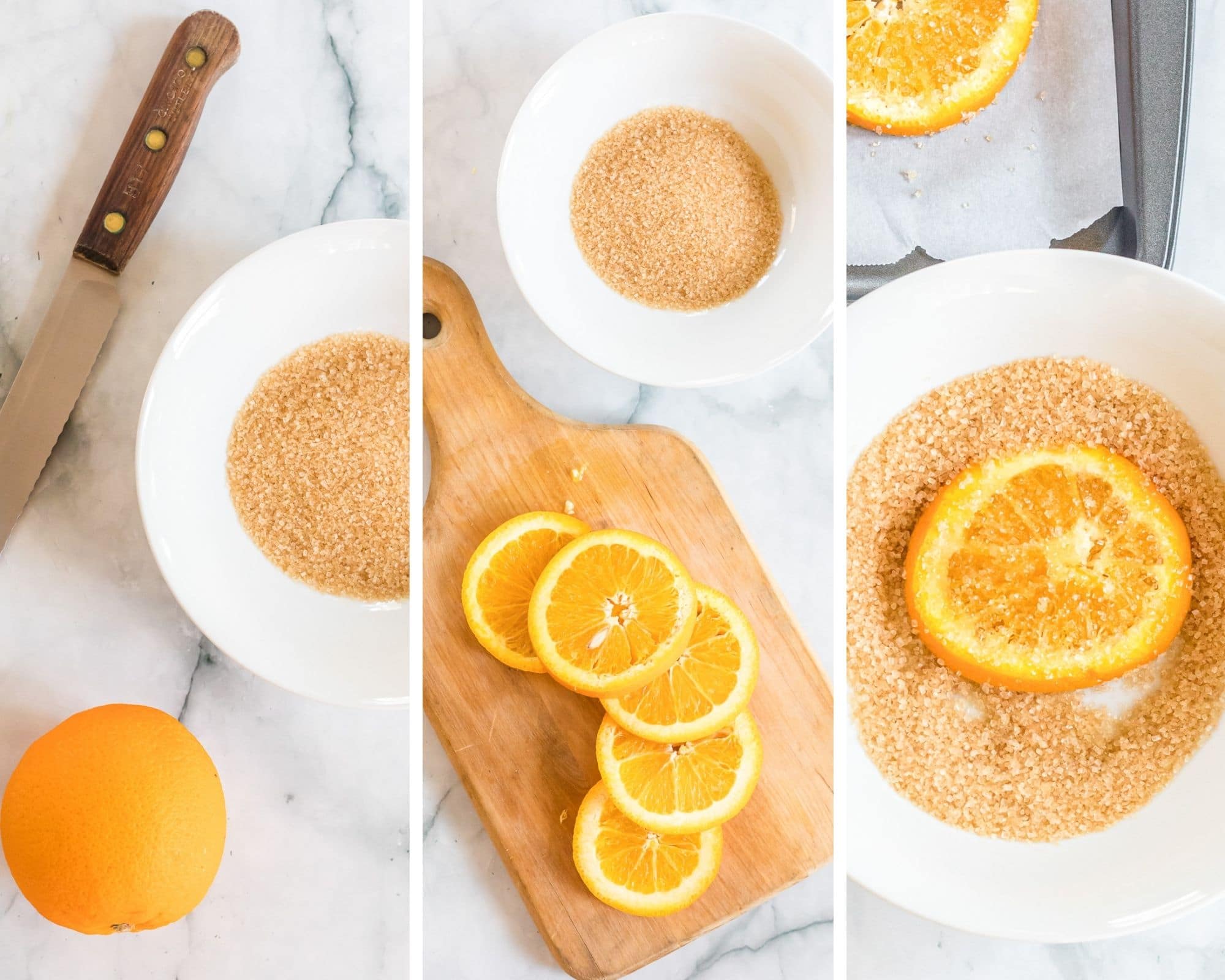Dried orange slices process shots collage.
