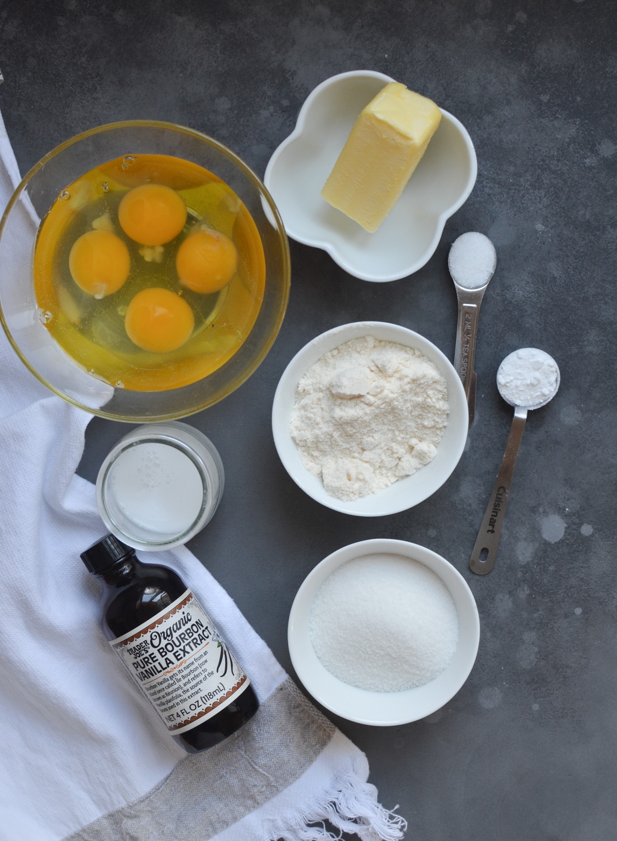 ingredients for coconut flour cupcakes on the counter.