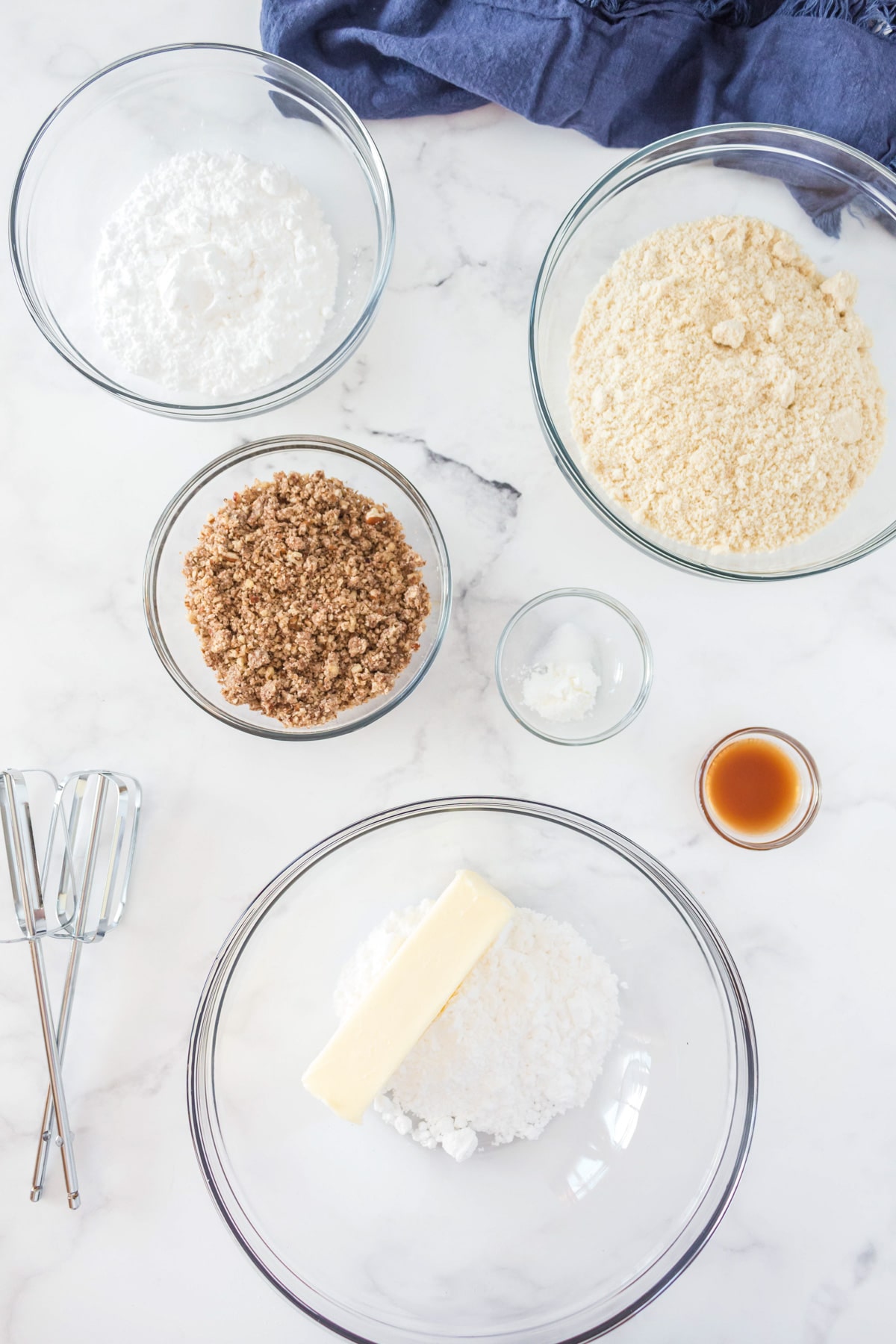 ingredients for snowball cookies recipe.