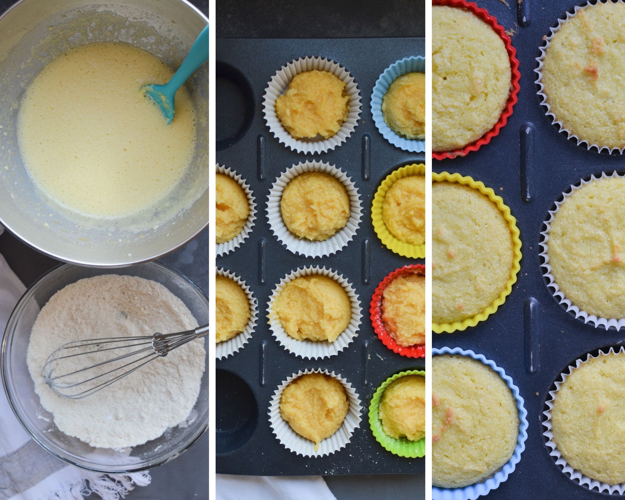 step by step instructions to make coconut flour cupcakes.