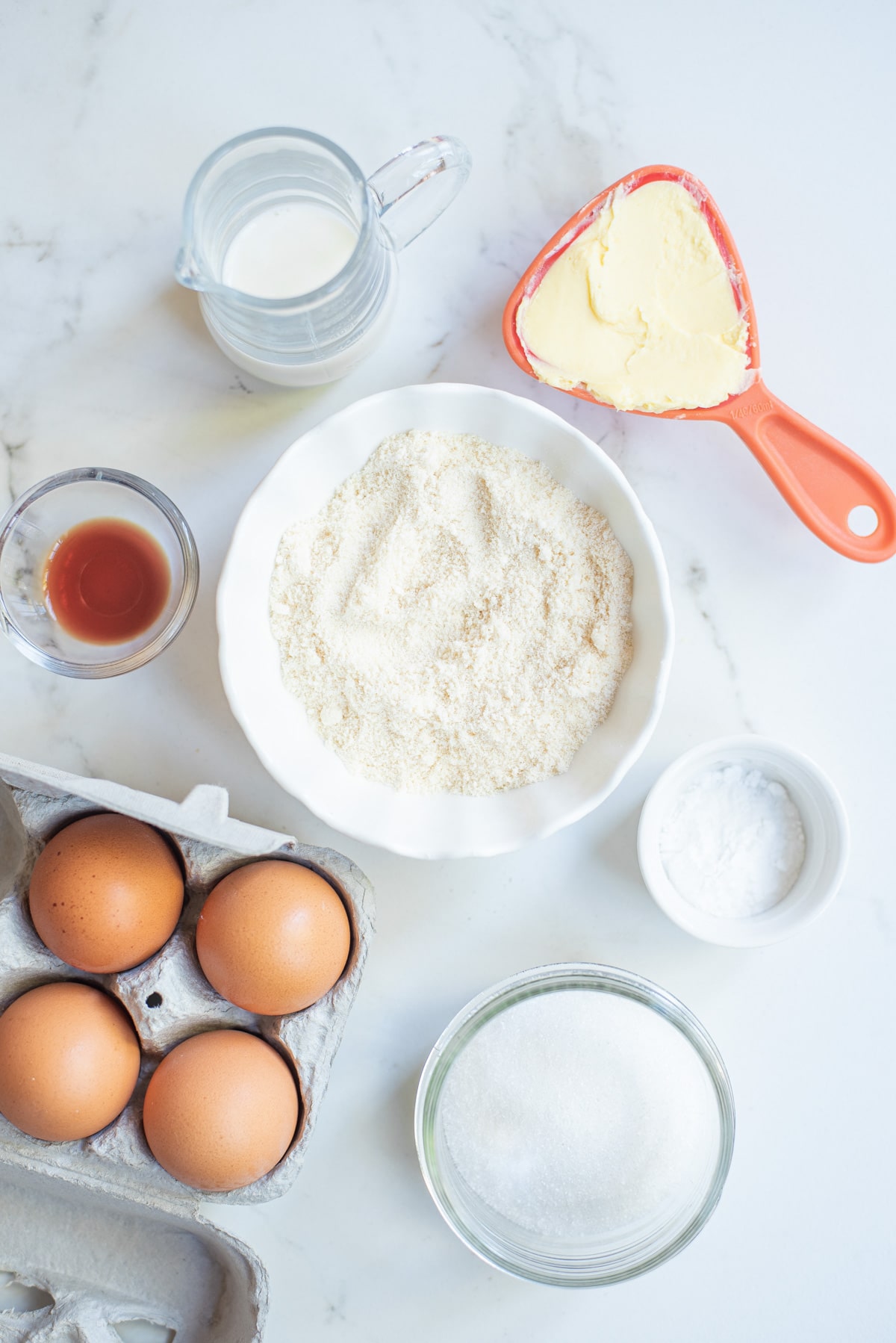 ingredients for coconut flour cake.