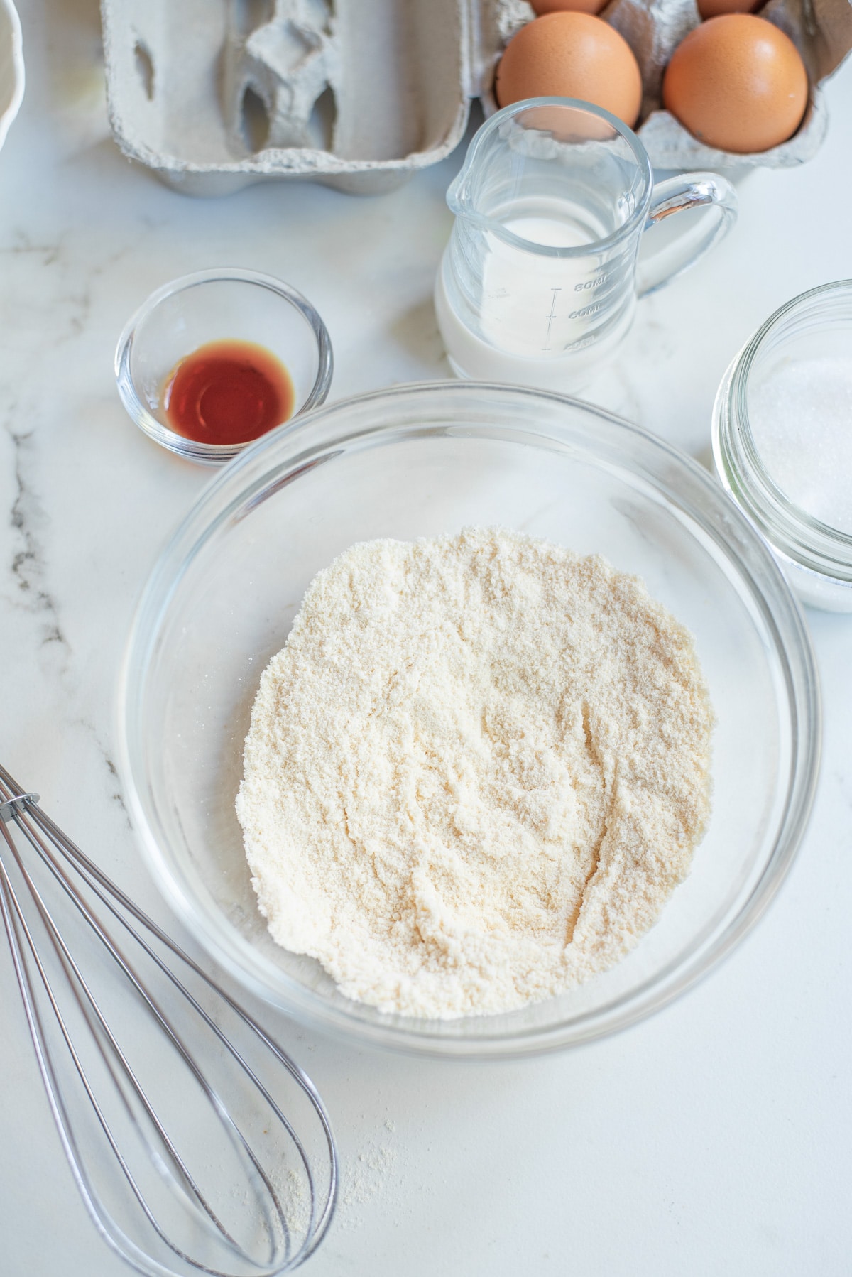 ingredients for cake in bowl.