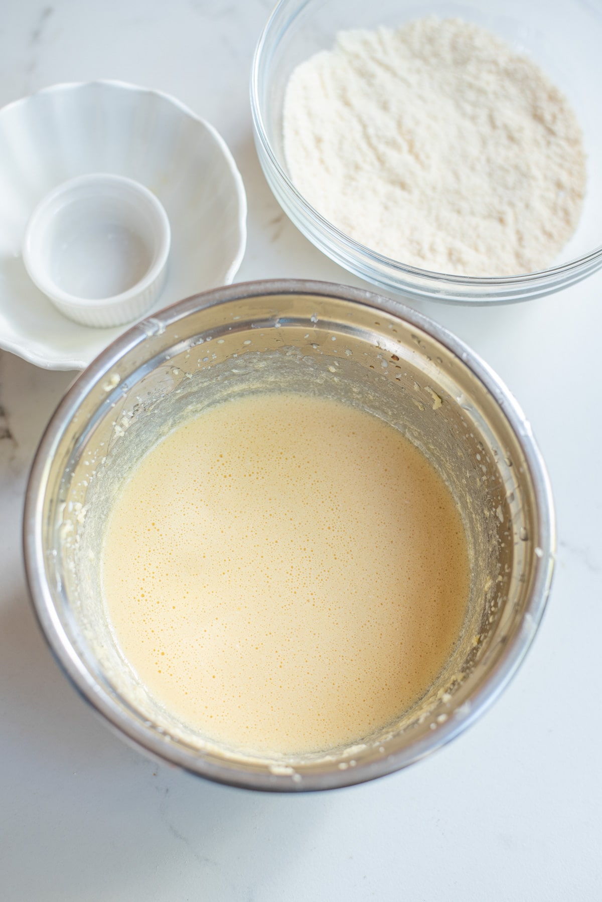 wet ingredients in mixing bowl.